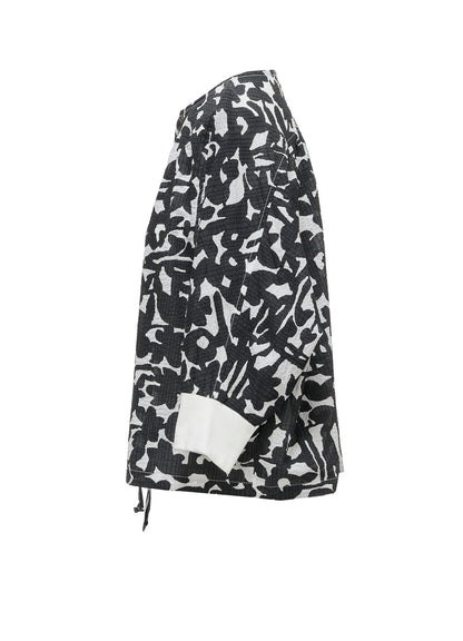 COTTON RIPPLE MOSAIC FLOWER PRINT SHIRT CARDIGAN