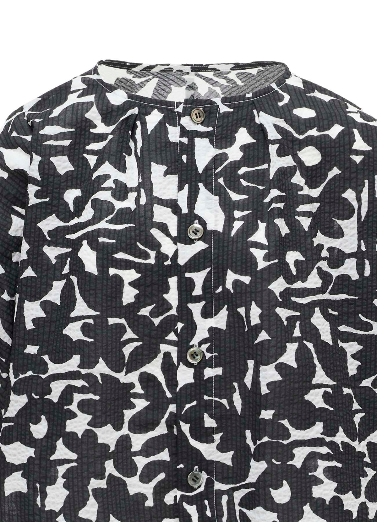 COTTON RIPPLE MOSAIC FLOWER PRINT SHIRT CARDIGAN