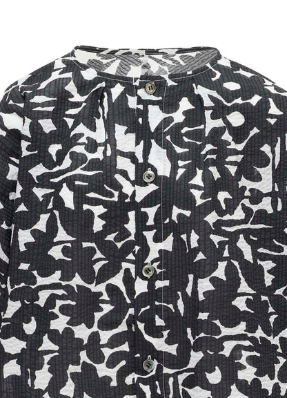 COTTON RIPPLE MOSAIC FLOWER PRINT SHIRT CARDIGAN