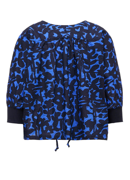 COTTON RIPPLE MOSAIC FLOWER PRINT SHIRT CARDIGAN