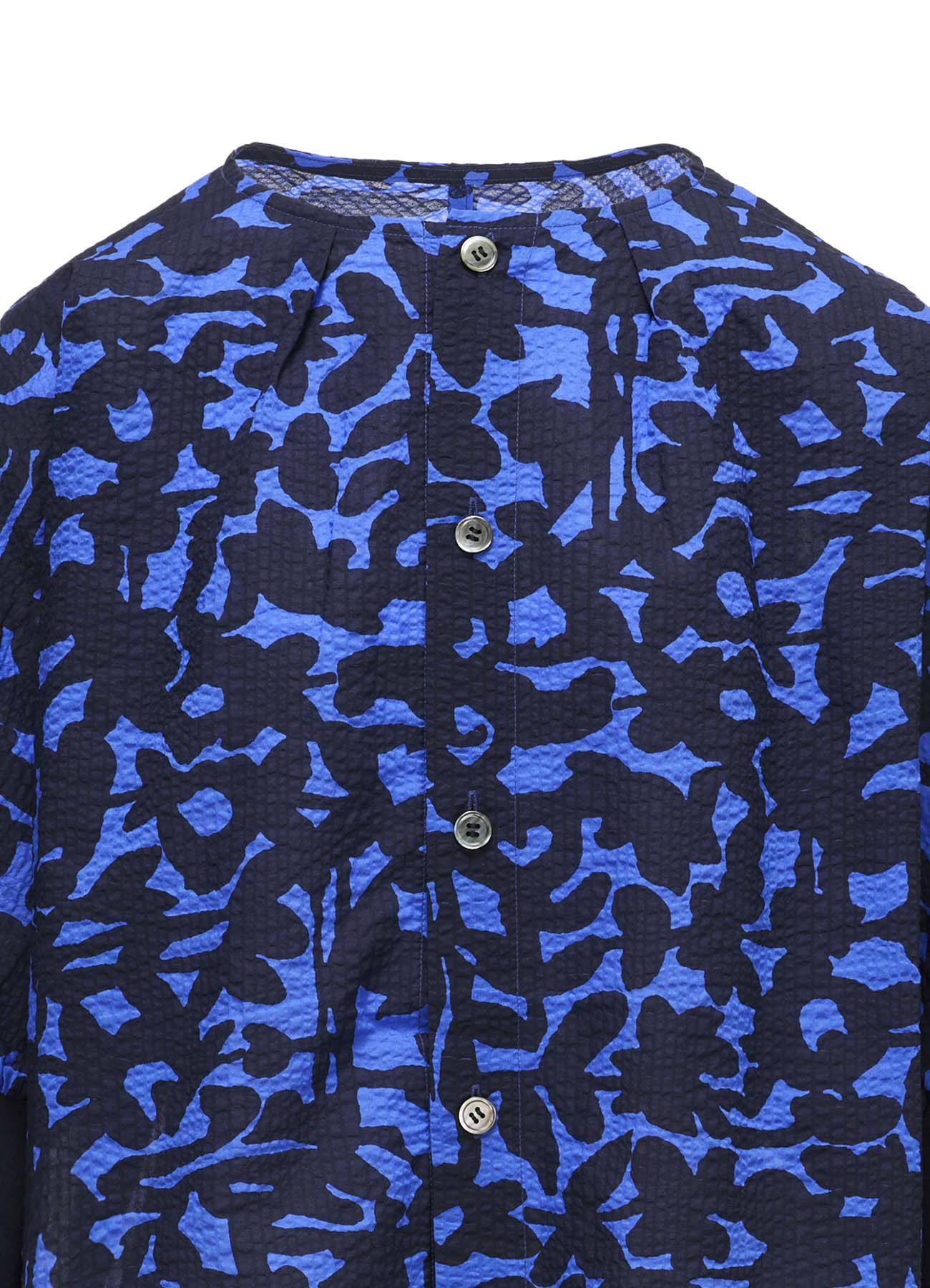 COTTON RIPPLE MOSAIC FLOWER PRINT SHIRT CARDIGAN