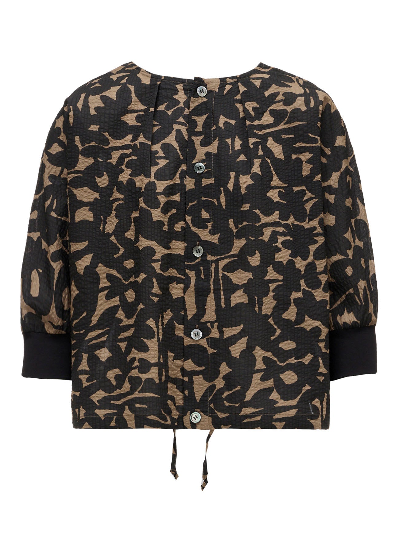 COTTON RIPPLE MOSAIC FLOWER PRINT SHIRT CARDIGAN