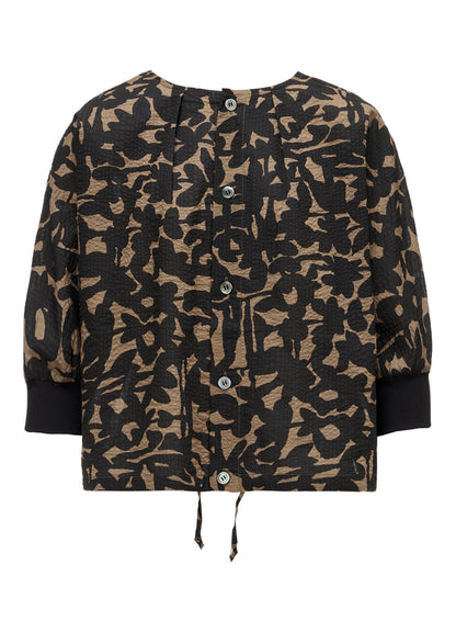 COTTON RIPPLE MOSAIC FLOWER PRINT SHIRT CARDIGAN