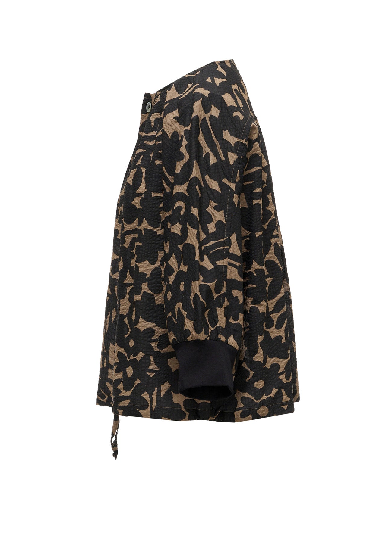 COTTON RIPPLE MOSAIC FLOWER PRINT SHIRT CARDIGAN