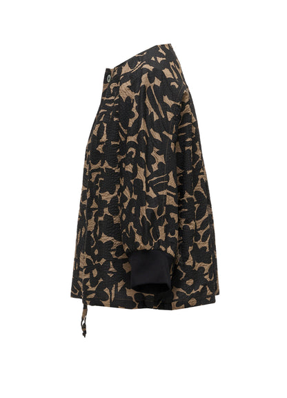 COTTON RIPPLE MOSAIC FLOWER PRINT SHIRT CARDIGAN