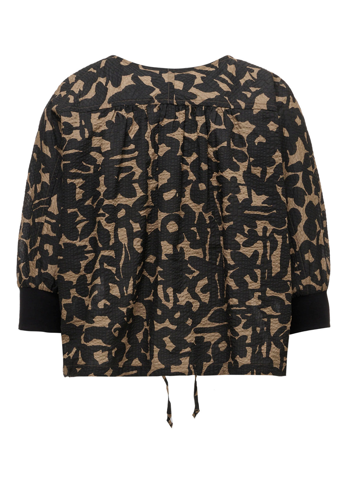 COTTON RIPPLE MOSAIC FLOWER PRINT SHIRT CARDIGAN