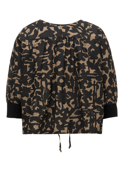 COTTON RIPPLE MOSAIC FLOWER PRINT SHIRT CARDIGAN