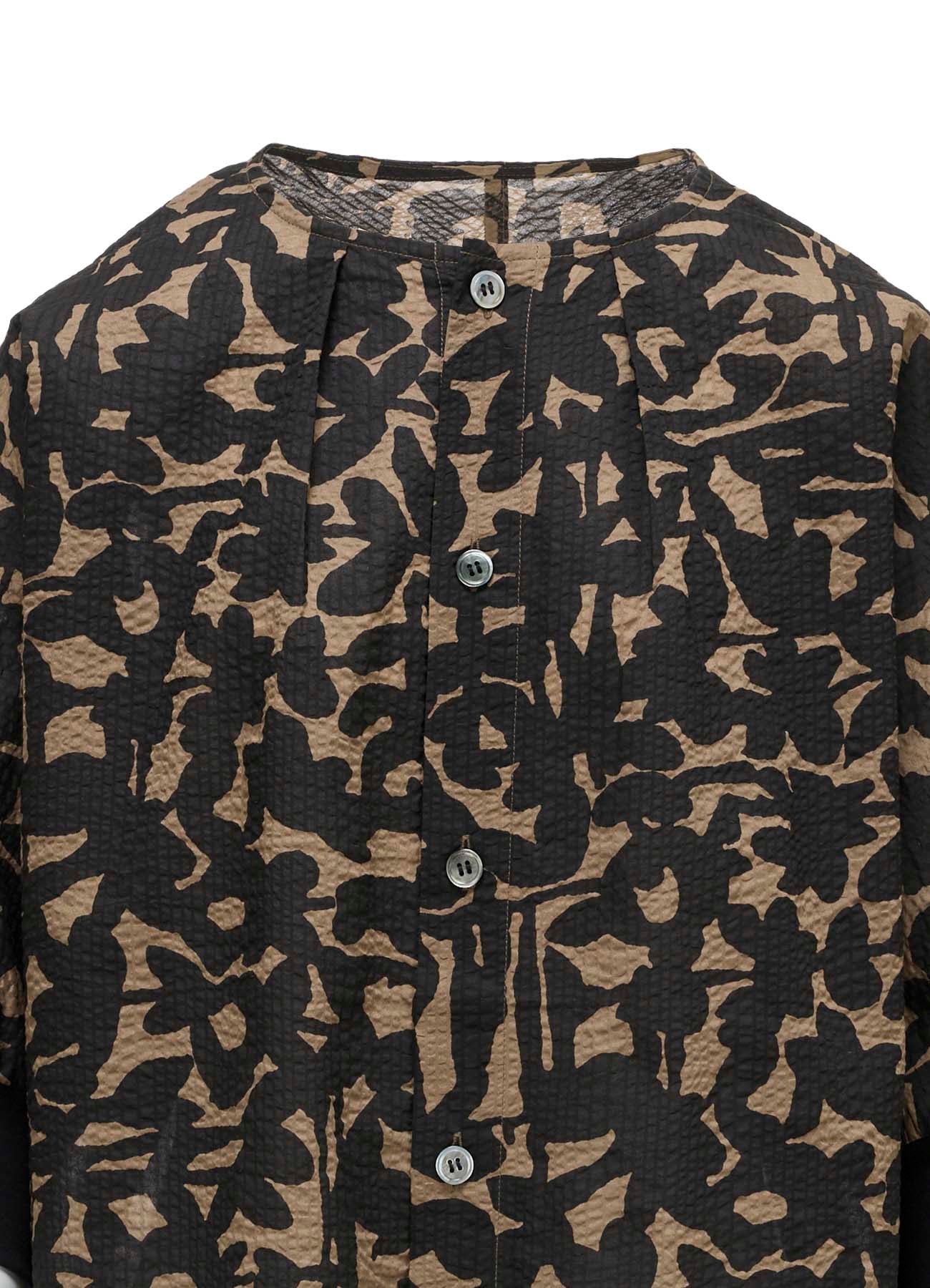 COTTON RIPPLE MOSAIC FLOWER PRINT SHIRT CARDIGAN