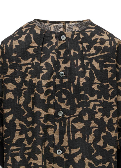 COTTON RIPPLE MOSAIC FLOWER PRINT SHIRT CARDIGAN