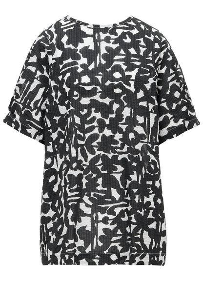 COTTON RIPPLE MOSAIC FLOWER PRINT TUNIC