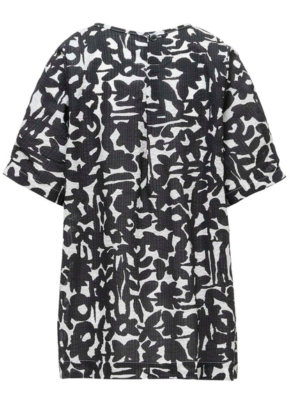 COTTON RIPPLE MOSAIC FLOWER PRINT TUNIC