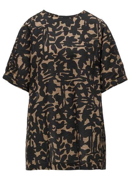COTTON RIPPLE MOSAIC FLOWER PRINT TUNIC