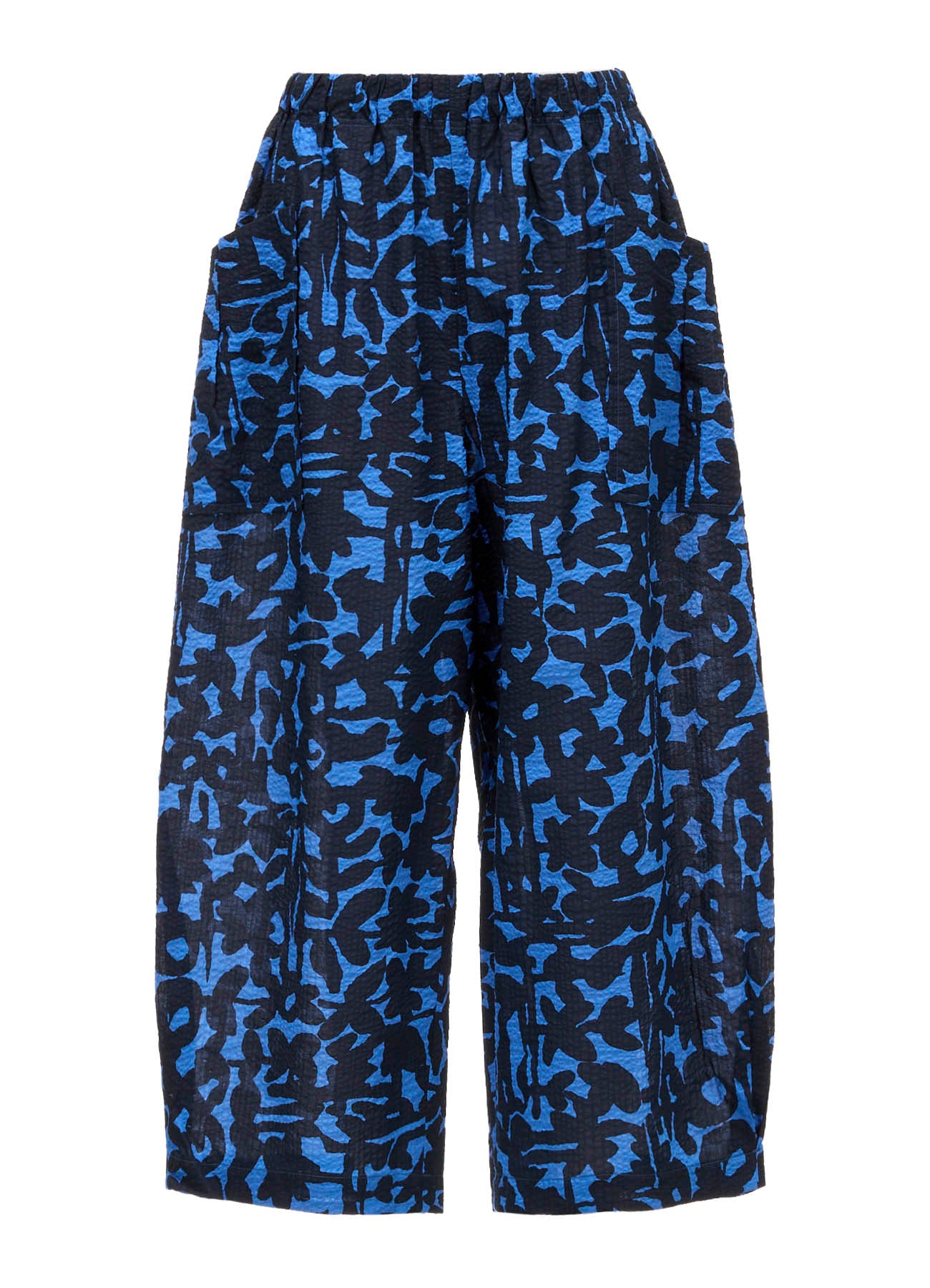 COTTON RIPPLE MOSAIC FLOWER PRINT PANTS