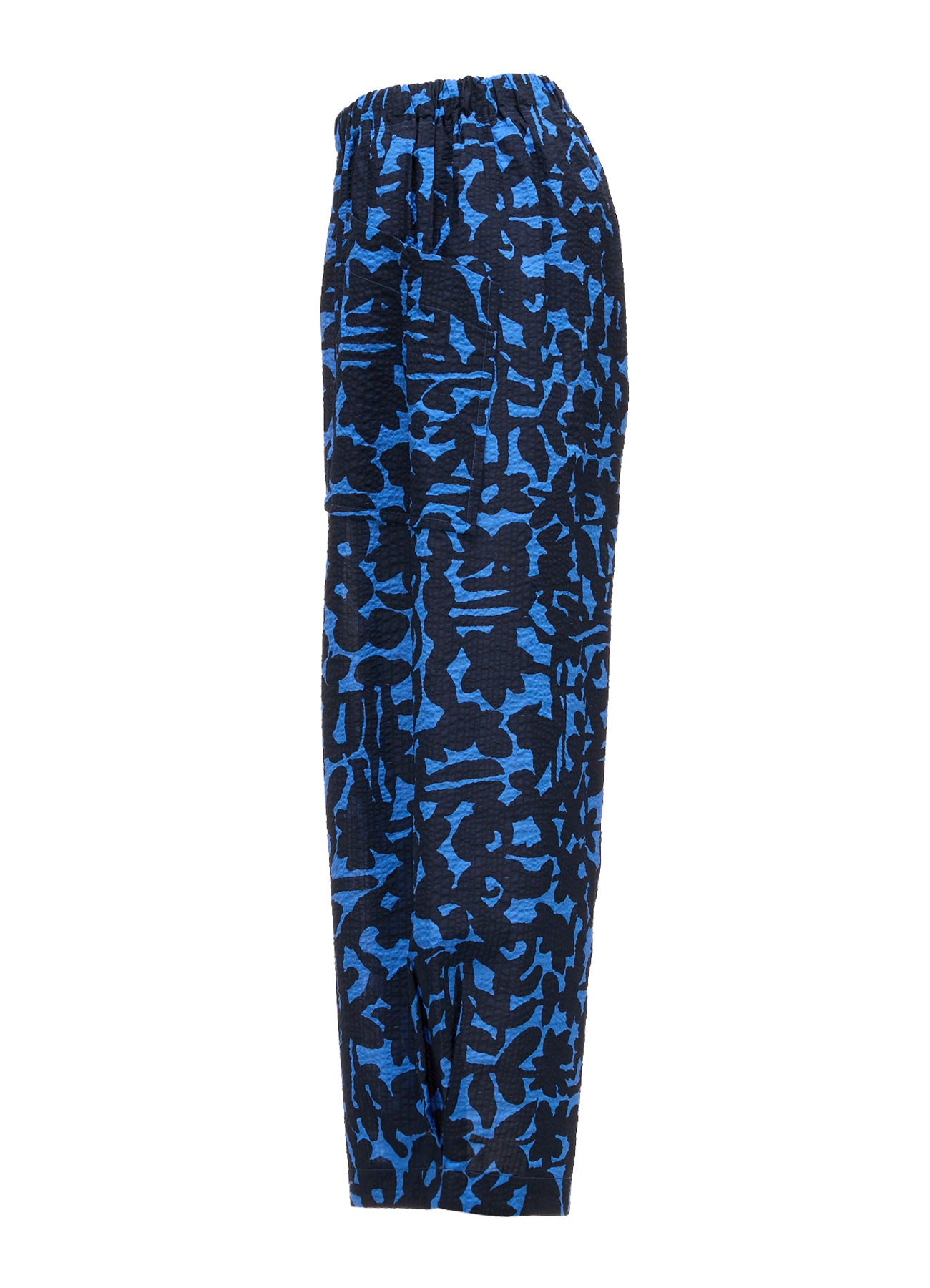 COTTON RIPPLE MOSAIC FLOWER PRINT PANTS
