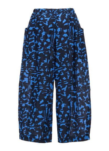 COTTON RIPPLE MOSAIC FLOWER PRINT PANTS