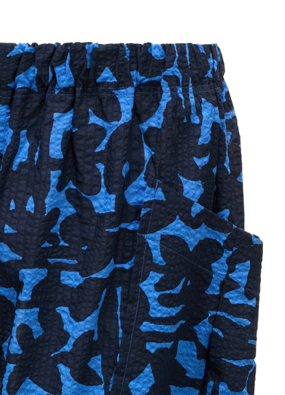 COTTON RIPPLE MOSAIC FLOWER PRINT PANTS