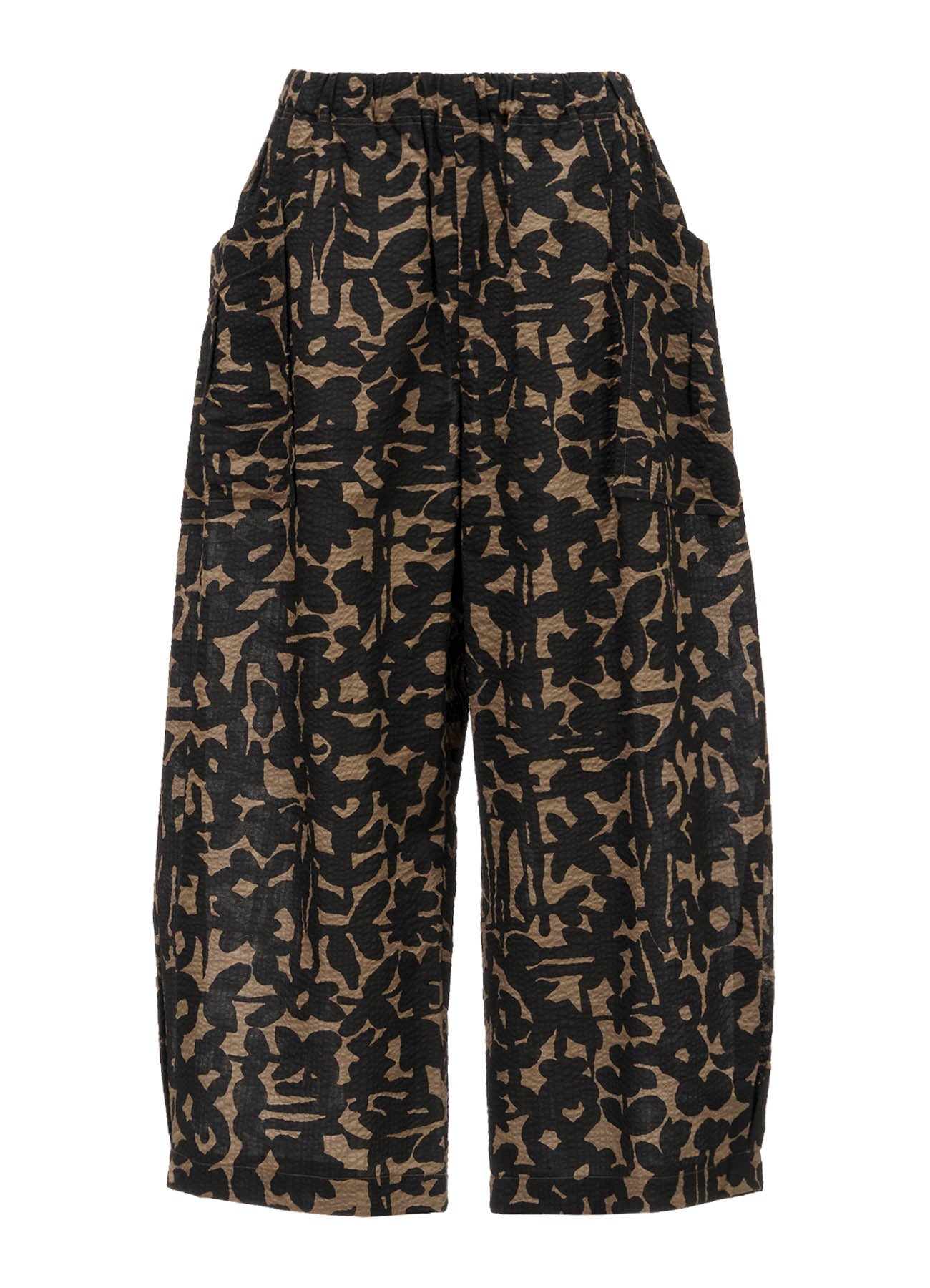 COTTON RIPPLE MOSAIC FLOWER PRINT PANTS