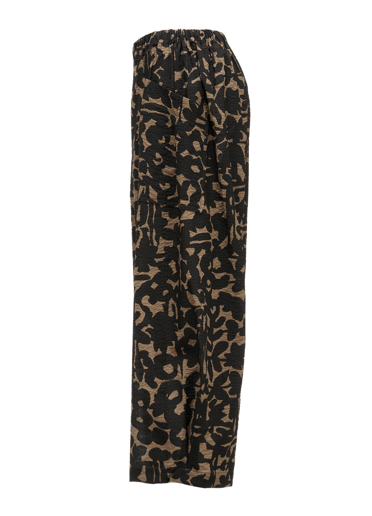 COTTON RIPPLE MOSAIC FLOWER PRINT PANTS