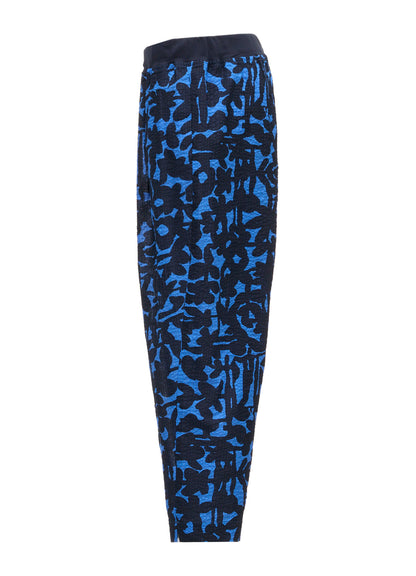 COTTON RIPPLE MOSAIC FLOWER PRINT HEM SLIT PANTS
