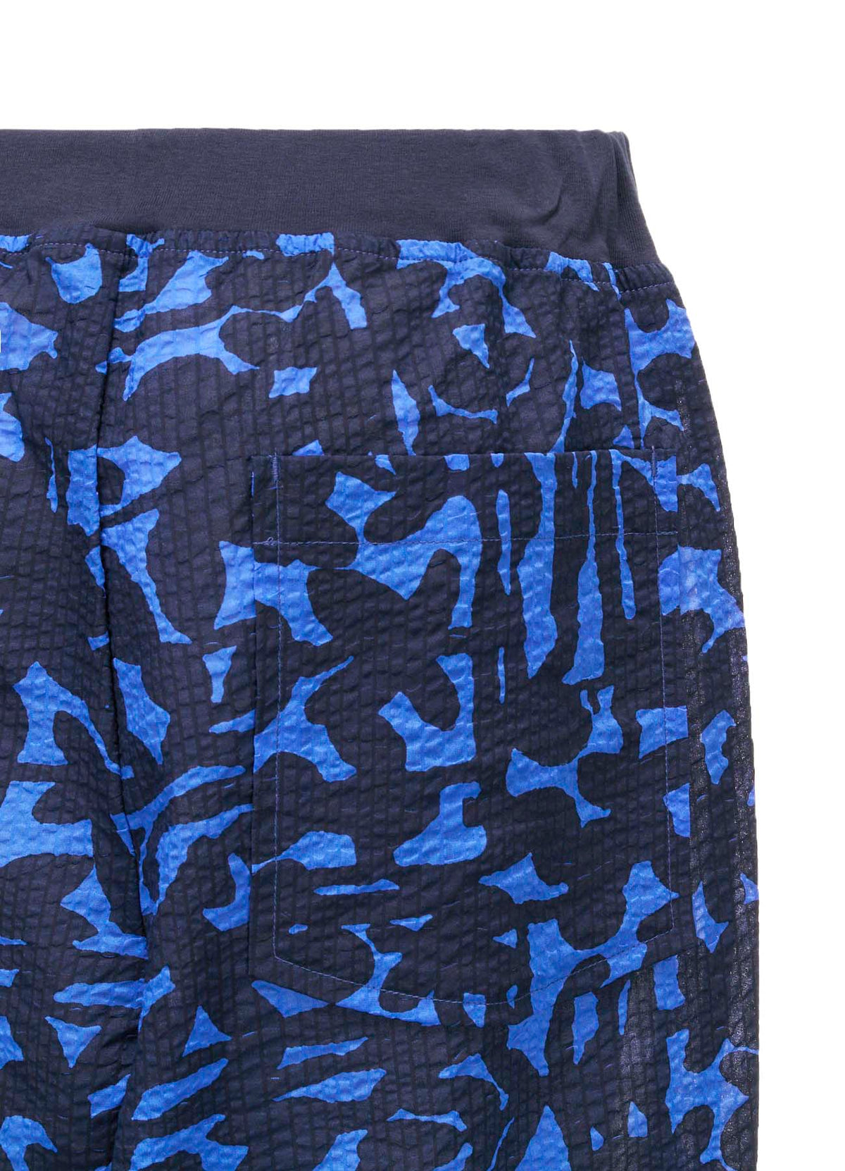 COTTON RIPPLE MOSAIC FLOWER PRINT HEM SLIT PANTS