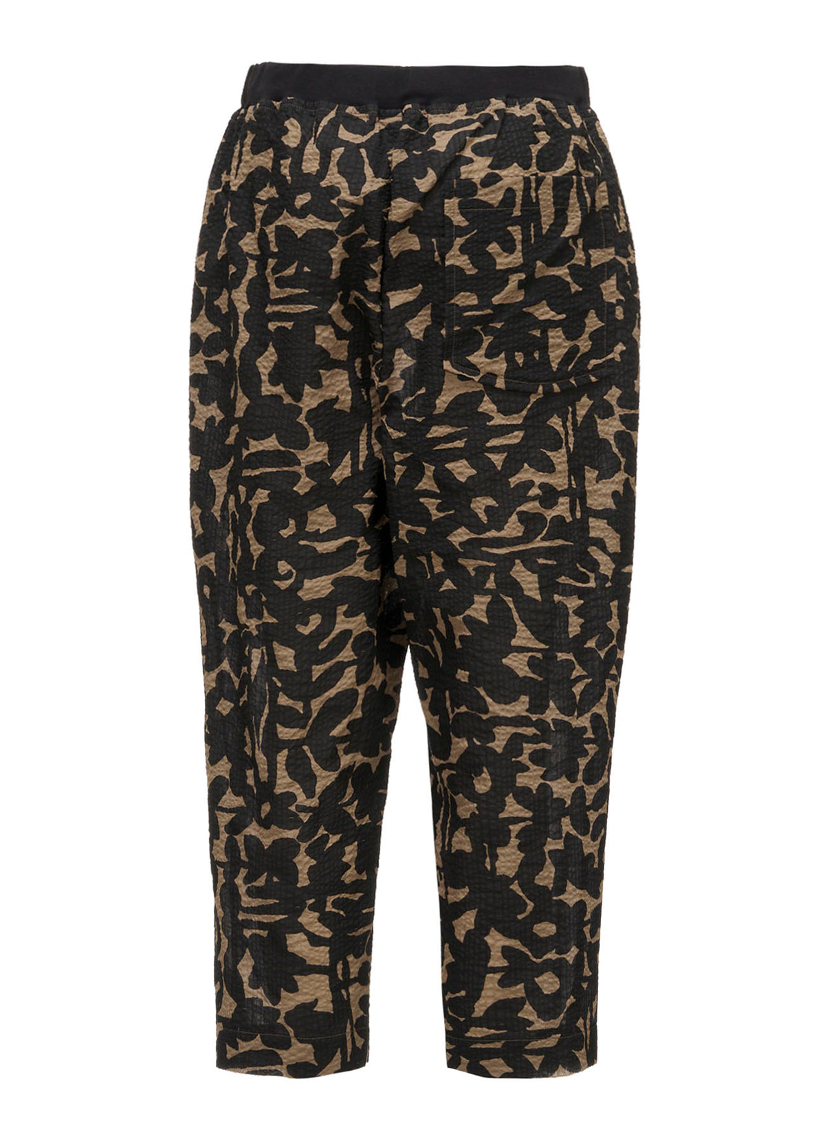 COTTON RIPPLE MOSAIC FLOWER PRINT HEM SLIT PANTS