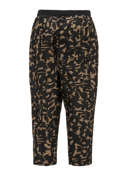 COTTON RIPPLE MOSAIC FLOWER PRINT HEM SLIT PANTS