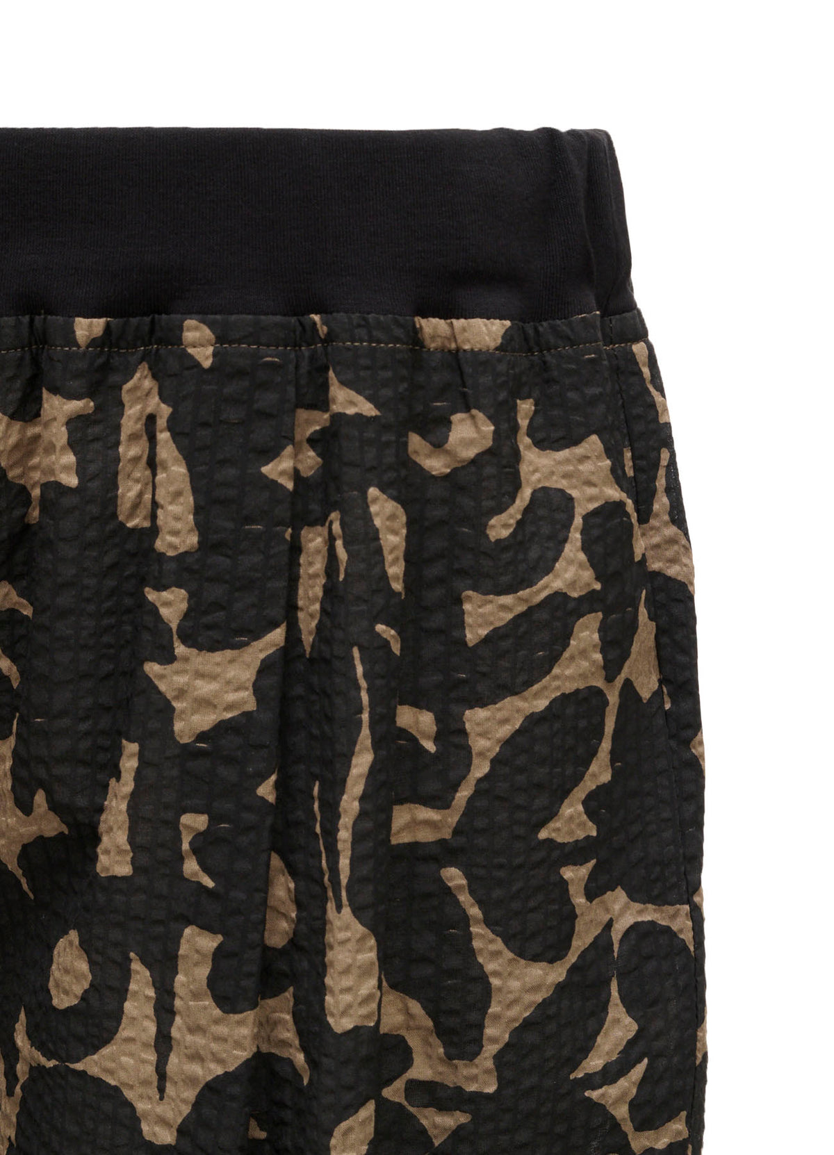 COTTON RIPPLE MOSAIC FLOWER PRINT HEM SLIT PANTS