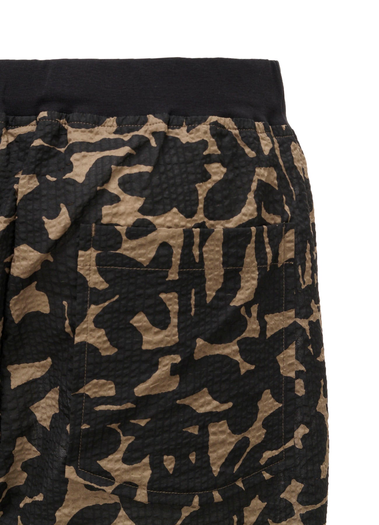 COTTON RIPPLE MOSAIC FLOWER PRINT HEM SLIT PANTS