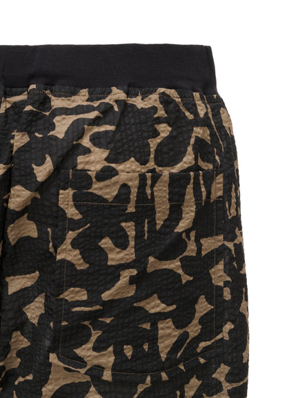 COTTON RIPPLE MOSAIC FLOWER PRINT HEM SLIT PANTS