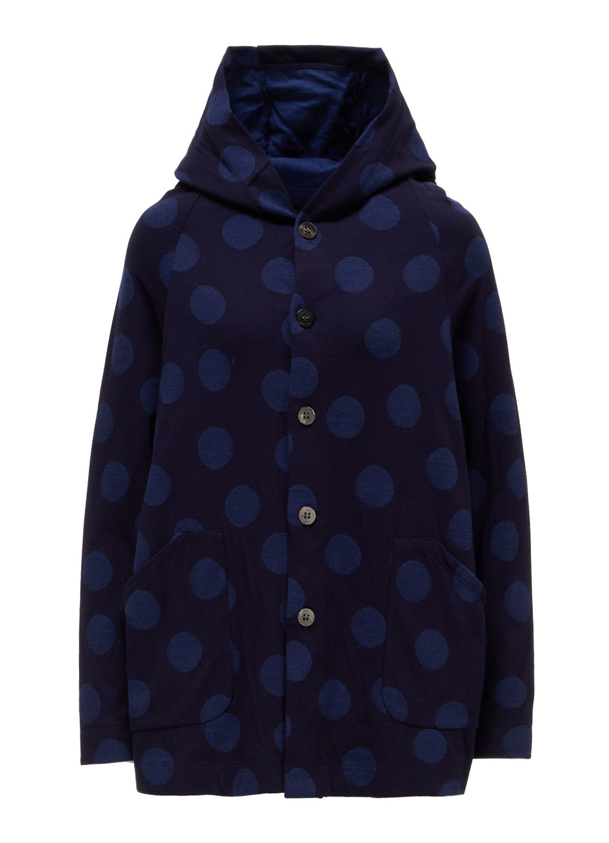 40/30 DUAL-LAYER DOT JACQUARD HOOD CARDIGAN