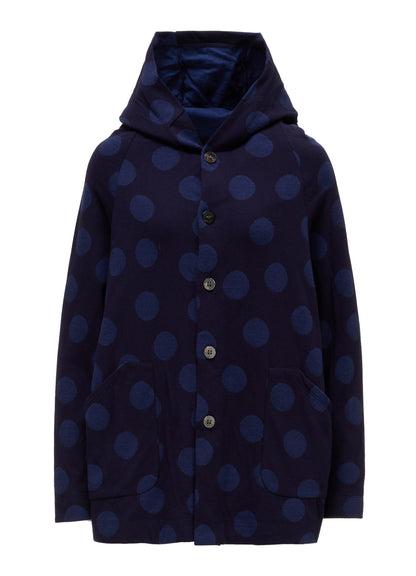 40/30 DUAL-LAYER DOT JACQUARD HOOD CARDIGAN