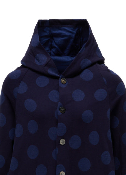 40/30 DUAL-LAYER DOT JACQUARD HOOD CARDIGAN
