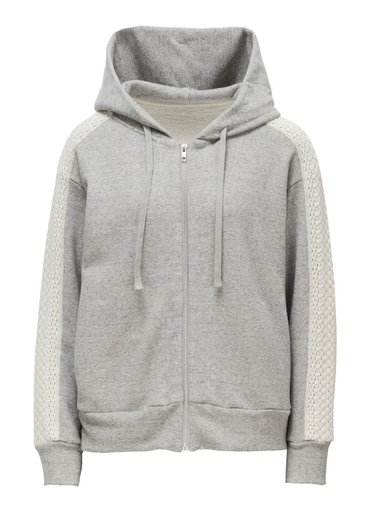 COTTON CELLULOSE FLEECE + LACE HOODIE