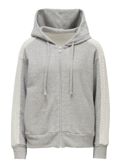 COTTON CELLULOSE FLEECE + LACE HOODIE