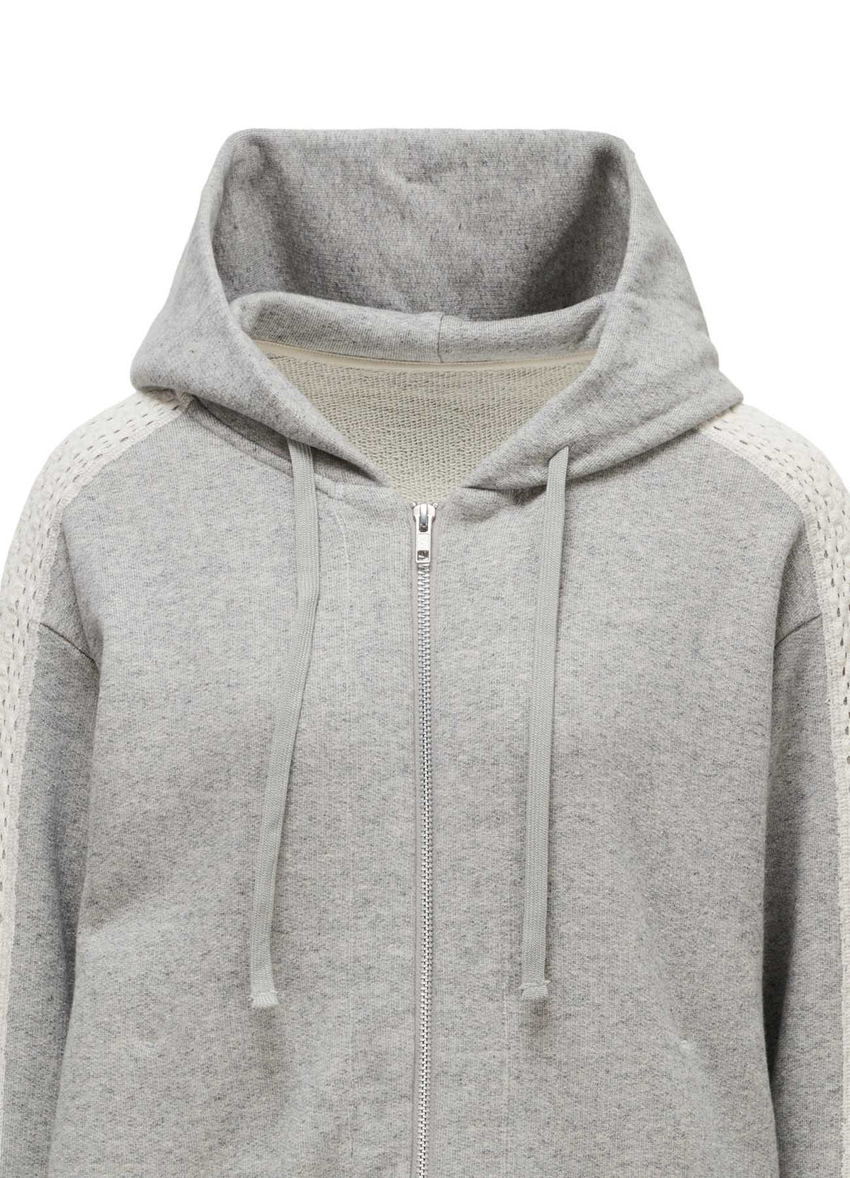 COTTON CELLULOSE FLEECE + LACE HOODIE