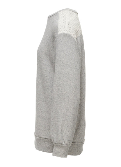 COTTON CELLULOSE FLEECE + LACE PULLOVER