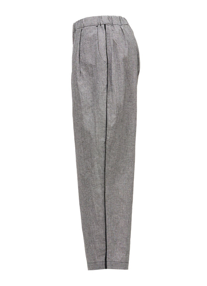 COTTON LINEN WASHER CURVED PANTS