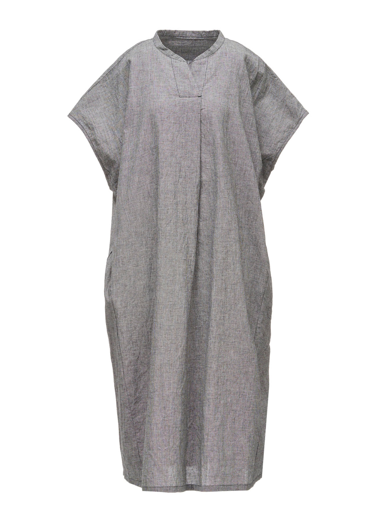 COTTON LINEN WASHER SLIT NECK ONE PIECE