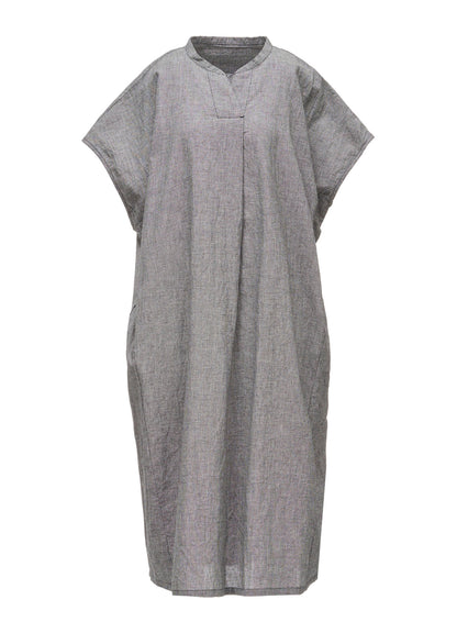 COTTON LINEN WASHER SLIT NECK ONE PIECE