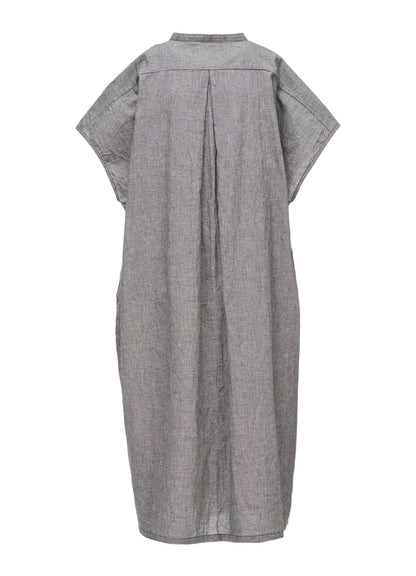 COTTON LINEN WASHER SLIT NECK ONE PIECE