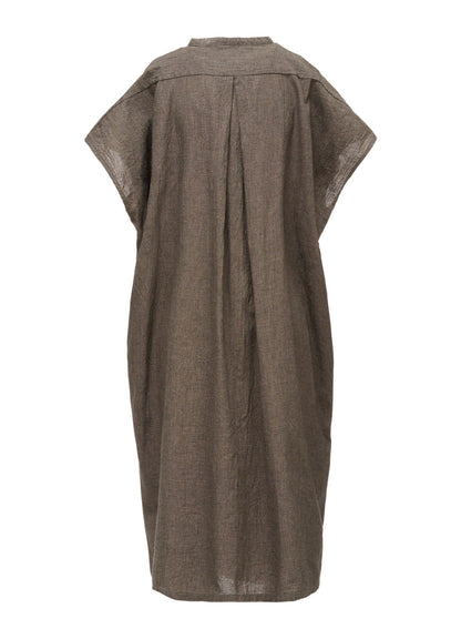 COTTON LINEN WASHER SLIT NECK ONE PIECE