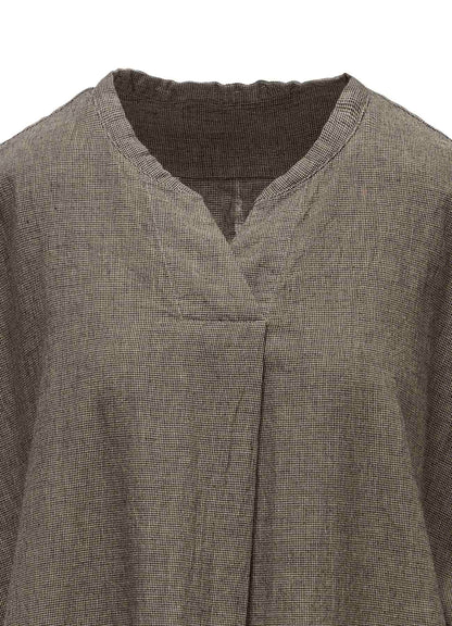 COTTON LINEN WASHER SLIT NECK ONE PIECE