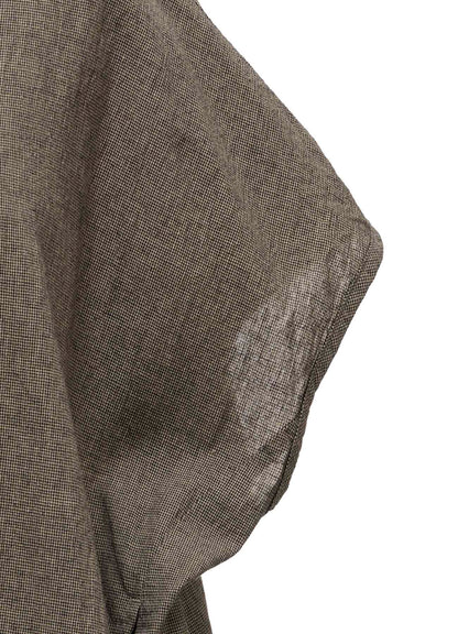COTTON LINEN WASHER SLIT NECK ONE PIECE