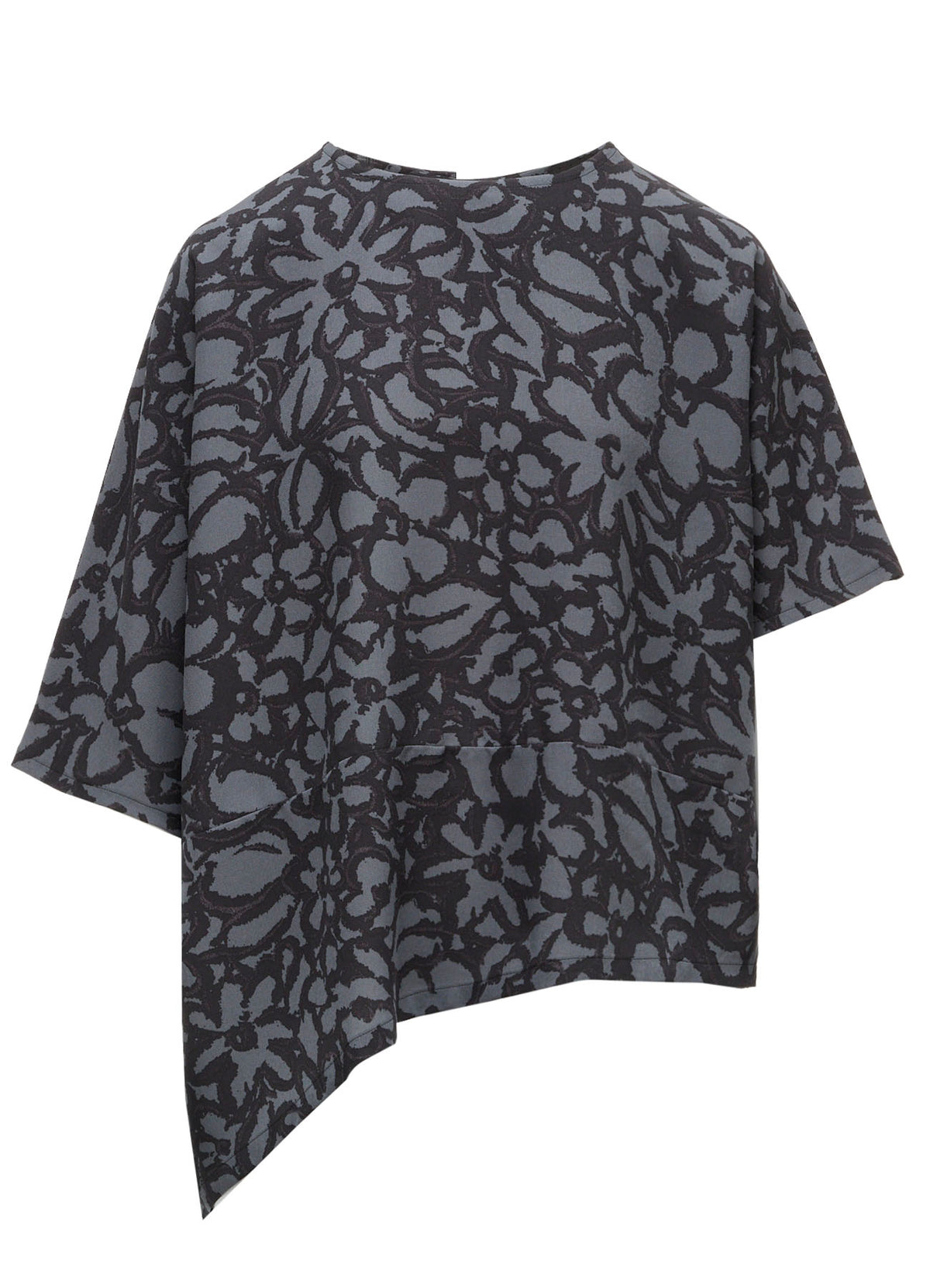 POLYESTER VIELLA FLOWER PRINT ASYMMETRIC PULLOVER