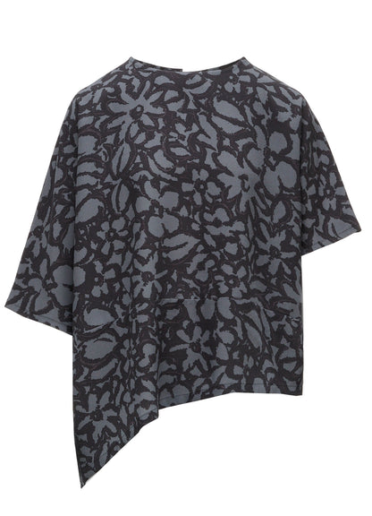 POLYESTER VIELLA FLOWER PRINT ASYMMETRIC PULLOVER