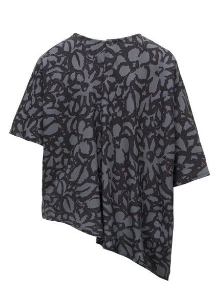 POLYESTER VIELLA FLOWER PRINT ASYMMETRIC PULLOVER