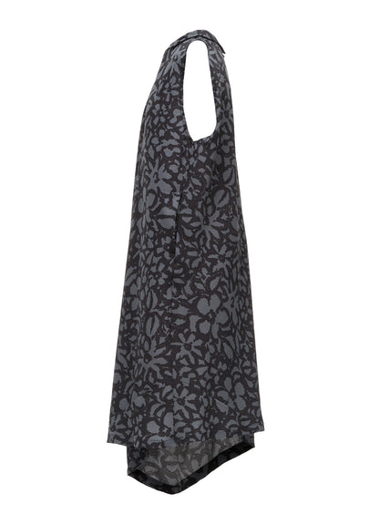 POLYESTER VIELLA FLOWER PRINT ASYMMETRIC HEM JUMPER DRESS