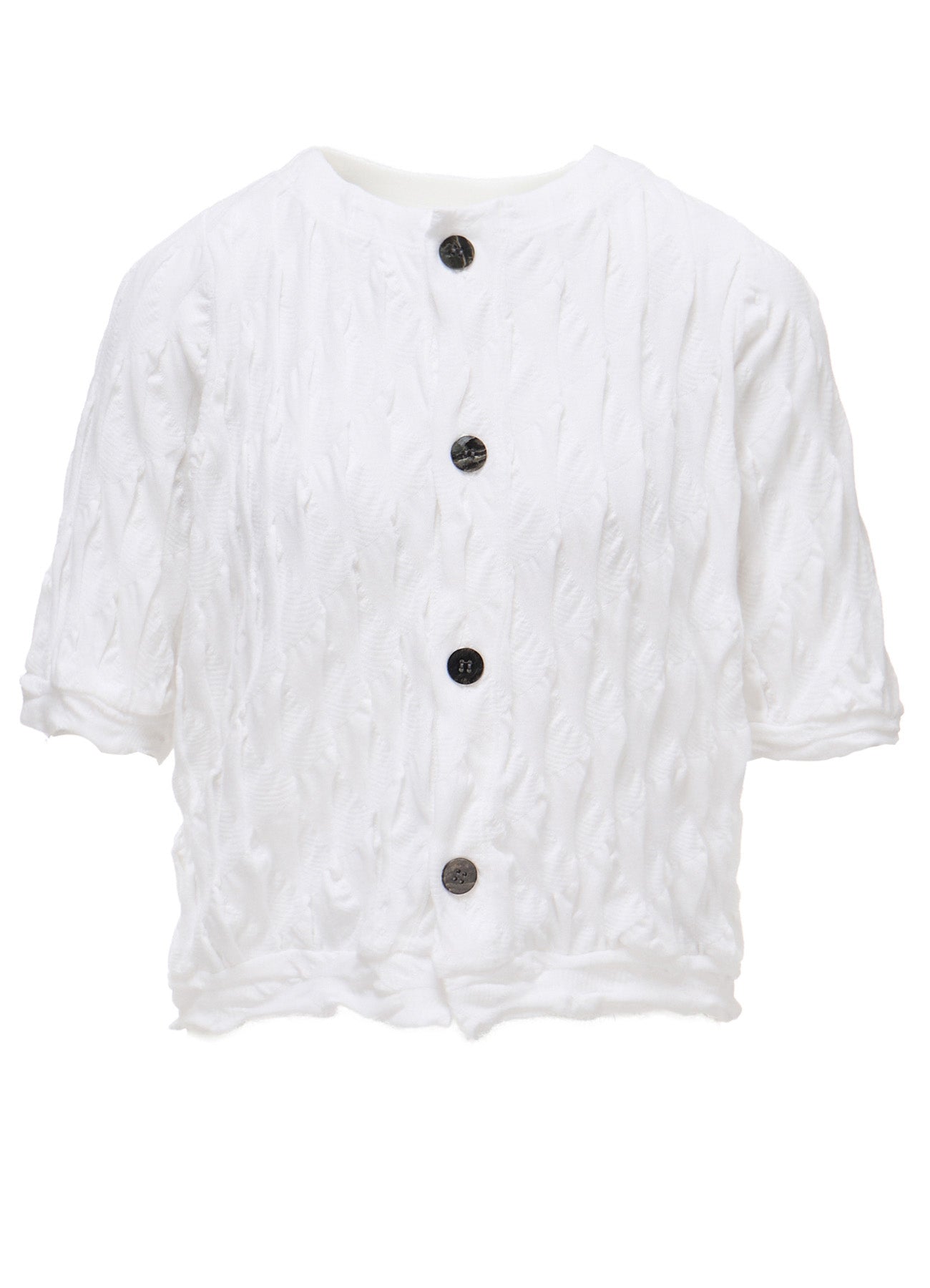 HARD TWIST JACQUARD HALF SLEEVE CARDIGAN