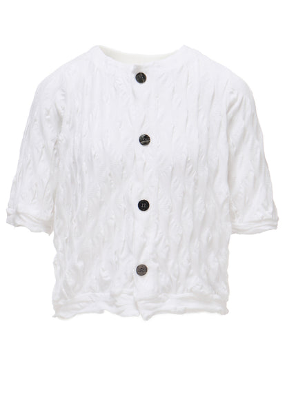 HARD TWIST JACQUARD HALF SLEEVE CARDIGAN