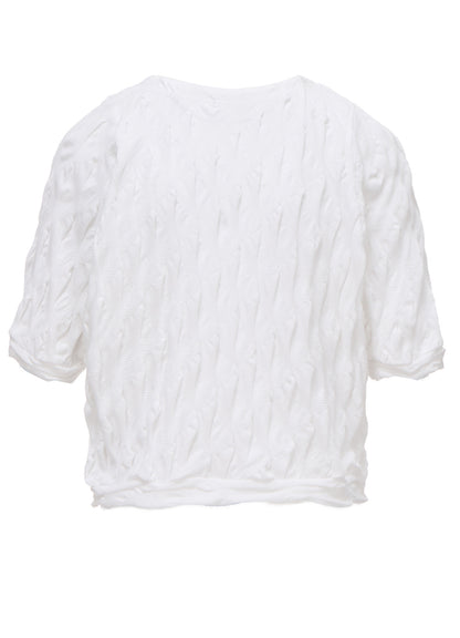 HARD TWIST JACQUARD HALF SLEEVE CARDIGAN